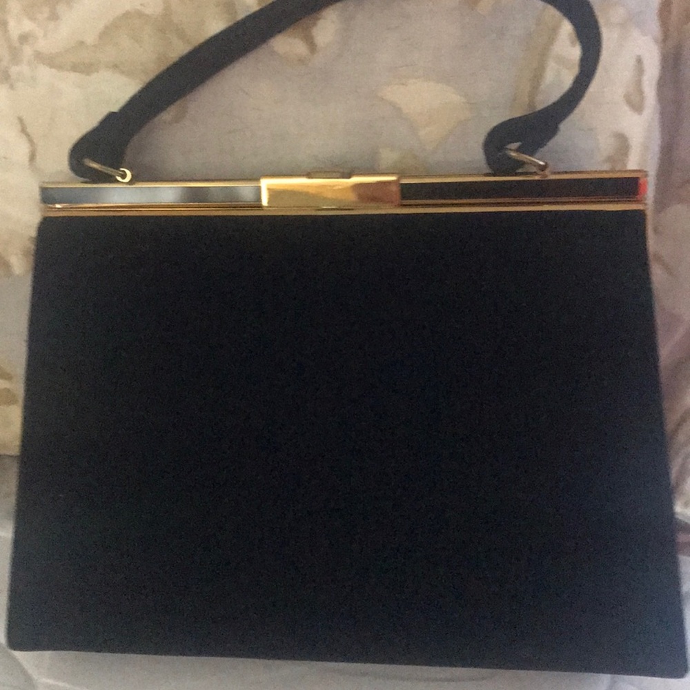 Vintage velvet bag with gold trim